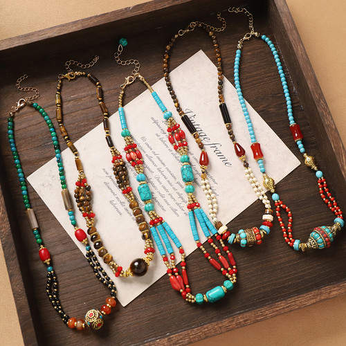 藏式民族风复古锁骨项链异域风