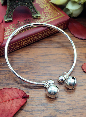 韩国饰品银色铃铛手镯