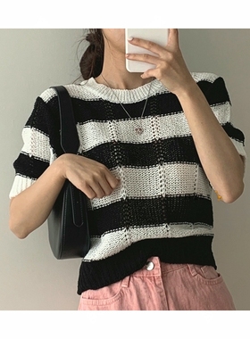 2025年秋季新款韩国东大门直邮 bbal宽条纹套头针织衫