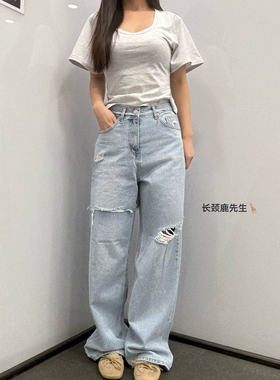 2026年夏季新款韩国东大门直邮 pi束腰式高腰个性牛仔裤