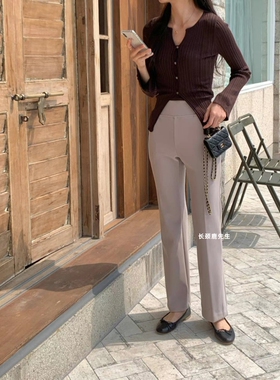 2023年秋冬新款韩国东大门直邮 marly松紧腰开叉直筒裤