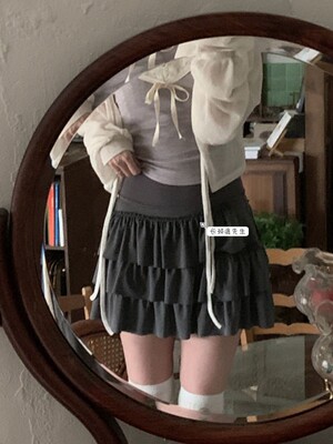 2024年春夏新款韩国东大门直邮 inee弹性束腰蛋糕花边半身裙