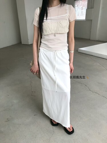 2026年春夏新款韩国东大门 avandace抽绳收腰长款半身裙