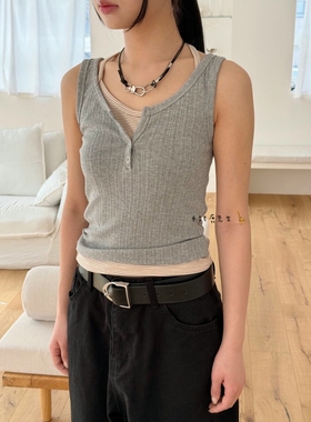 2025年春夏新款韩国东大门直邮 bboo领口纽扣螺纹背心