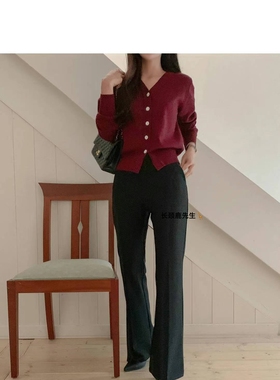 2025年秋冬新款韩国东大门直邮 marly弹性束腰拉绒通勤西装裤