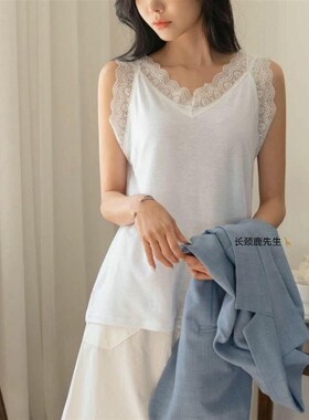 2026年春夏新款韩国东大门 one t蕾丝拼接宽松背心