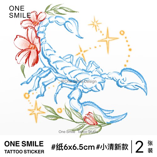 ONESMILE 天蝎座 星座彩色纹身贴高级防水持久手臂学生性感个性