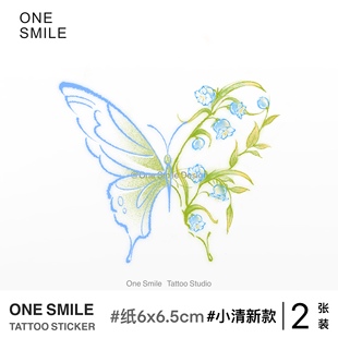 爆款 花高级小众清新原创清冷感防水彩色纹身贴 铃兰蝴蝶 ONESMILE