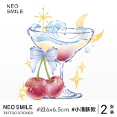 NEOSMILE 樱桃酒杯彩色可爱简约防水持久手臂锁骨ins演唱会纹身贴