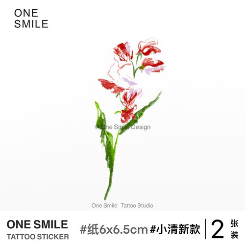 ONESMILE 山茶花 小清新彩色防水持久文艺手臂锁骨纹身贴学生高级