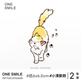 痕迹 可爱卡通防水持久手臂小清新彩色纹身贴 猫咪留下 ONESMILE