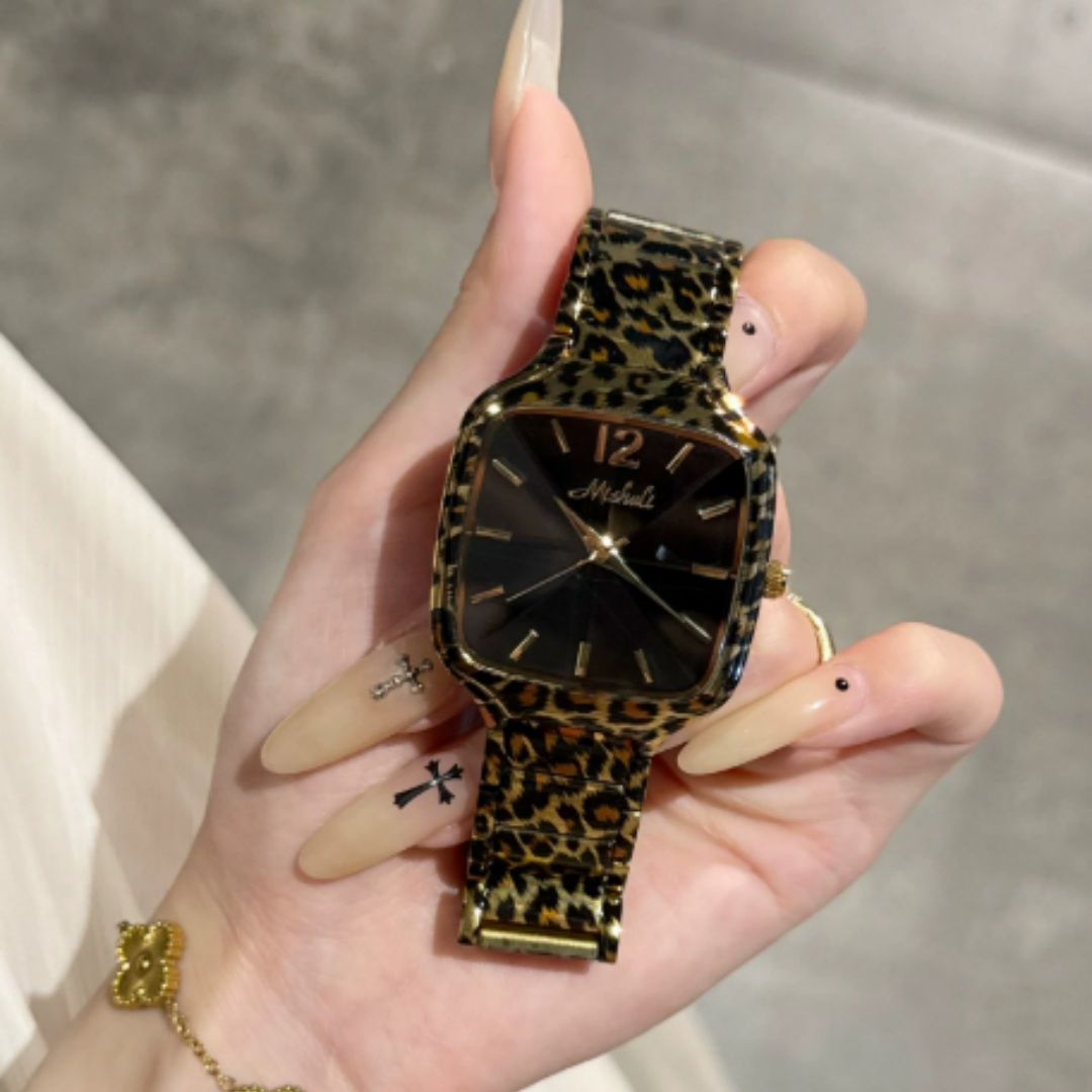 豹纹小众艺术手表女品牌职场女式女表高颜值2025新款女式女款表潮