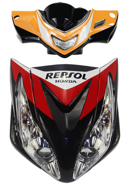 五羊本田摩托车纯正零部件配件弯刀110T外壳板件塑料件橙色大灯罩