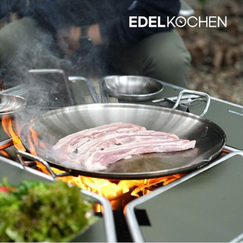 韩国原装进口正品EDELKOCHEN室内户外野餐露营烧烤盘不锈钢烤肉盘