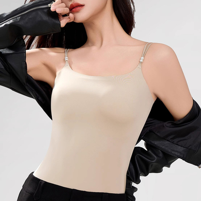 山茶花香氛美背吊带背心女固定杯外穿打底无痕免穿文胸一体式聚拢