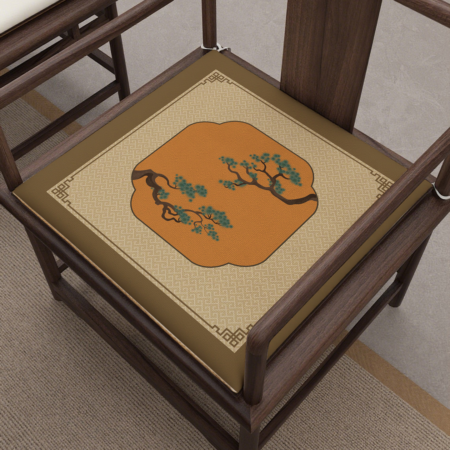 新中式红木椅子坐垫茶椅实木家具沙发太师椅圈椅茶桌椅垫餐椅座垫
