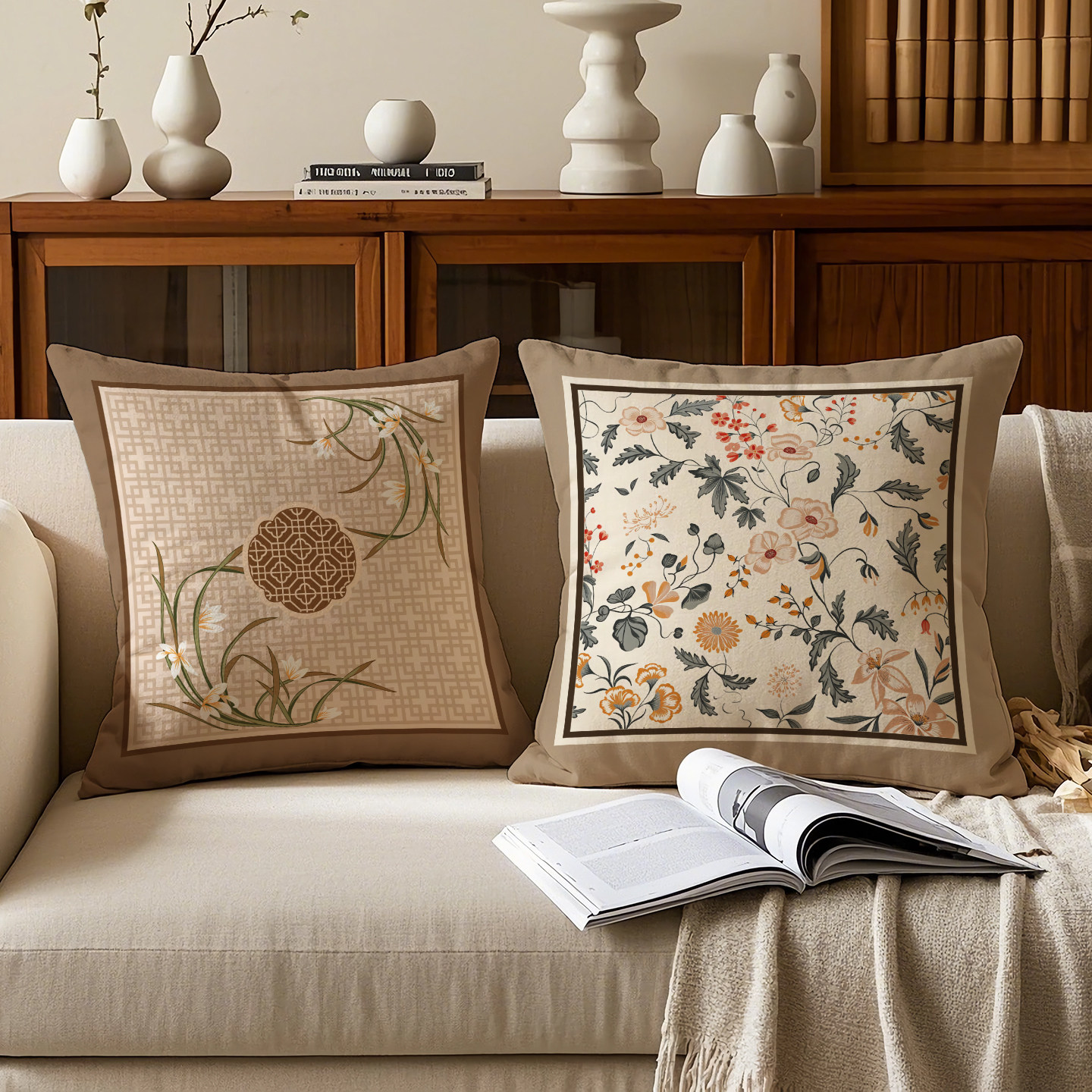 新中式红木沙发抱枕客厅中国风实木椅子腰靠枕含芯飘窗床头靠背垫