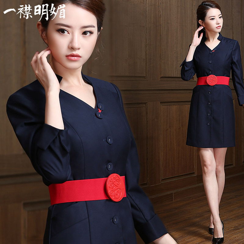 职业连衣裙女东航空姐制服气质时尚通勤售楼美容院工作服高端秋季