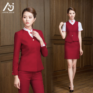 东航空姐制服女职业套装气质空乘售楼面试酒店美容师工作服国韵红