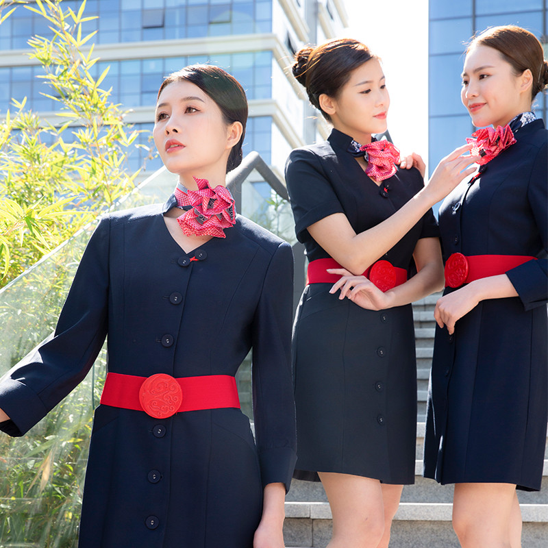 职业装连衣裙东航空姐制服会所售楼处美容工作服酒店前台高端工服