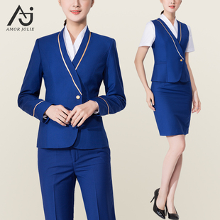 南航空姐制服女职业套装 售楼部高铁工作服宝蓝色 高端金店医美工装