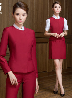 国航空姐套裙衬衫美容院秋冬制服