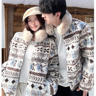 disoo情侣装冬装2025冬季新款毛领针织衫套装时尚开衫高级感毛衣