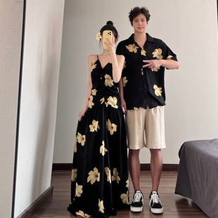 disoo情侣装春装2026春夏季新款韩版一裙一衣套装吊带连衣裙衬衫