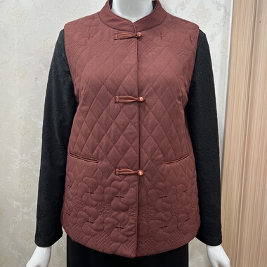 晟利达冬装新款中式国风外套中老年女装妈妈装夹棉坎肩