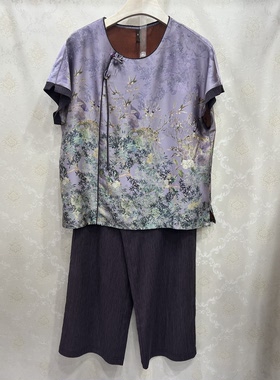 26095新款夏季套装中老年女装妈妈装定位花国风套裤