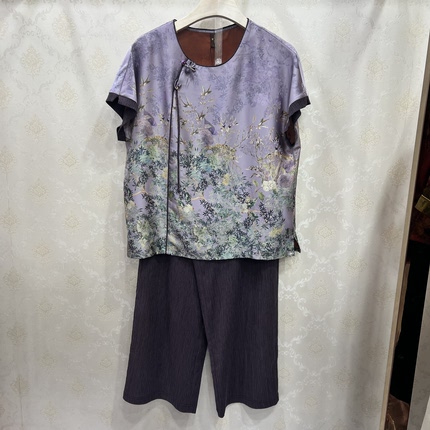26095新款夏季套装中老年女装妈妈装定位花国风套裤