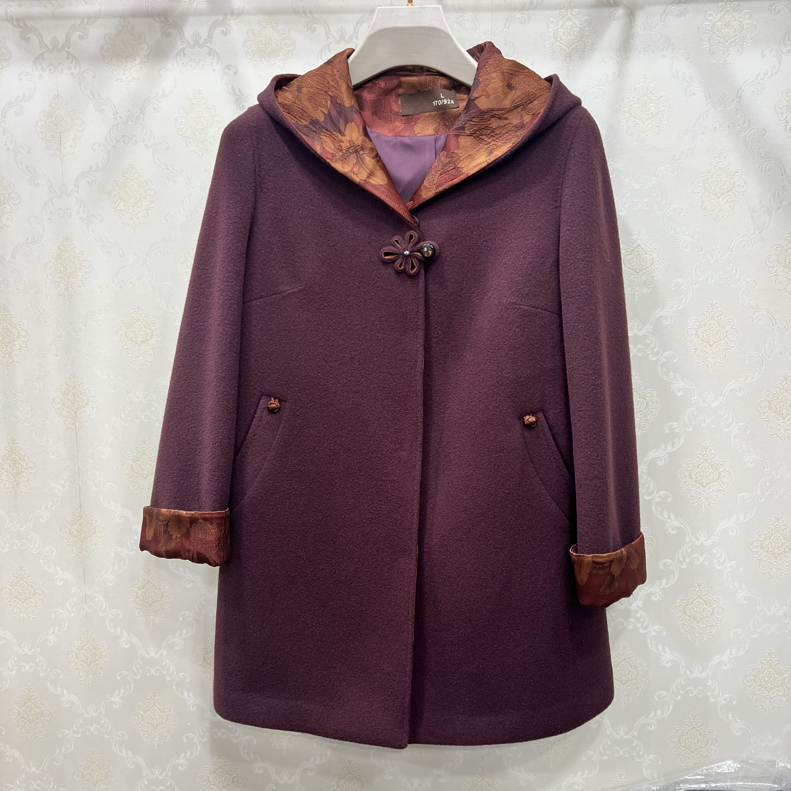 若男佳人60215正品中年女装妈妈装时尚气质连帽外套秋冬新款大码