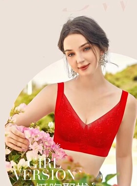 闺蜜晴8269内衣女薄款大胸显小全罩杯大码文胸罩收副乳调整型上托