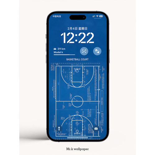 K75 / NBA复古球场设计图 /iphone手机4K高清壁纸苹果手机壁纸