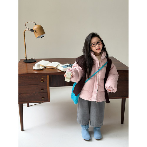 Harper kids韩版洋气百搭加厚保暖棉服外套配围巾帽子 H25A851061