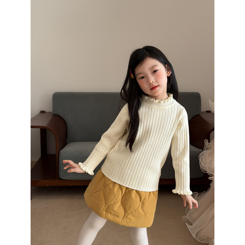 童装木耳边针织上衣t恤女童