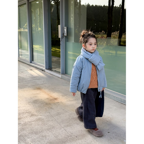 Harper kids 韩版冬季休闲洋气加厚带围巾棉服外套 H25A1809103