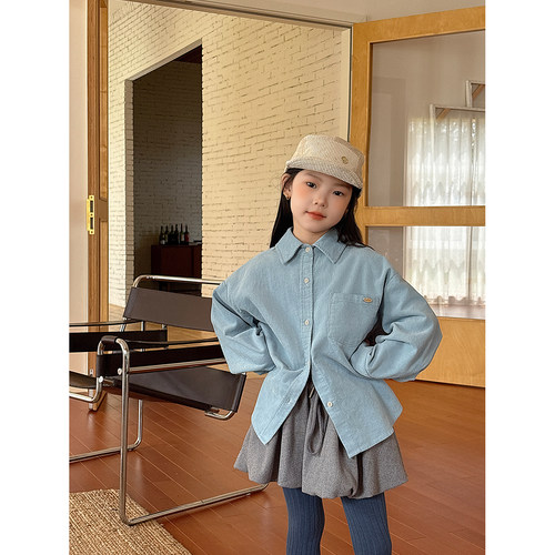 Harper kids 韩版洋气简约百搭灯芯绒长袖衬衫 H25070903