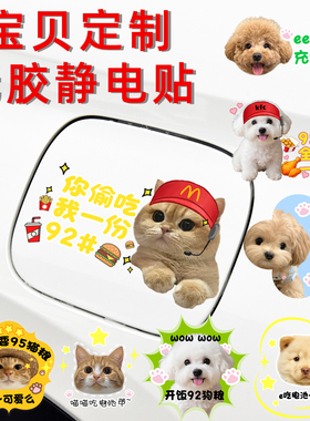 定制宠物油箱盖静电贴纸充电口提示车贴汽车创意加9295个性油盖贴