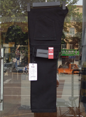 笨小孩牛仔男裤纯黑C5637小直筒上班工装弹力修身长裤2023秋冬