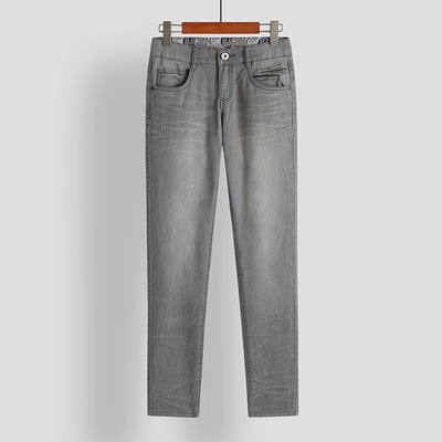 秋冬款烟灰色中低腰长裤修身显瘦