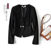 外套小款 黑色显瘦通勤OL春季 西服修身 折扣女装 长袖 短款 新款 女士