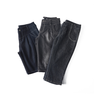 折扣女装牛仔短裤马裤春夏新款直筒裤深色中腰显瘦个性百搭休闲