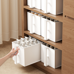 日式 收纳盒带手柄把手高处塑料厨房储物盒带盖零食橱柜家用整理盒