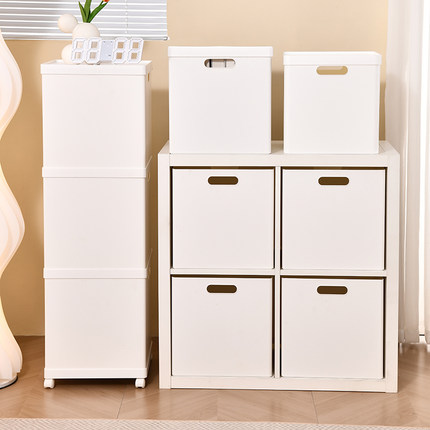 正方形收纳箱家用桌面托盘带轮带盖日式塑料直角圆角筐玩具整理箱