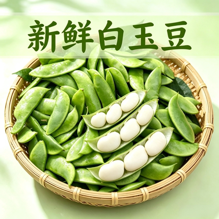农家白玉豆新鲜现摘 农家上饶特产崇明洋扁豆带壳白扁豆夹