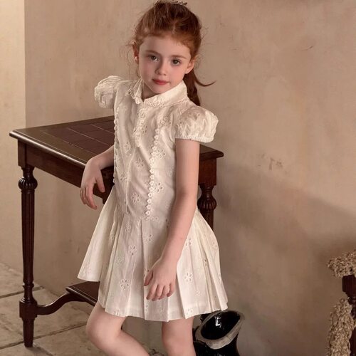 女童学院风夏季刺绣连衣裙