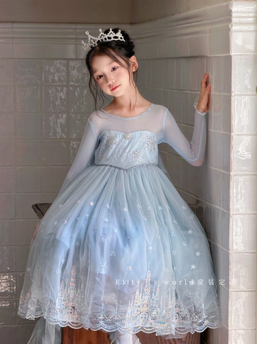 女童秋冬网纱蓬蓬公主生日礼服裙
