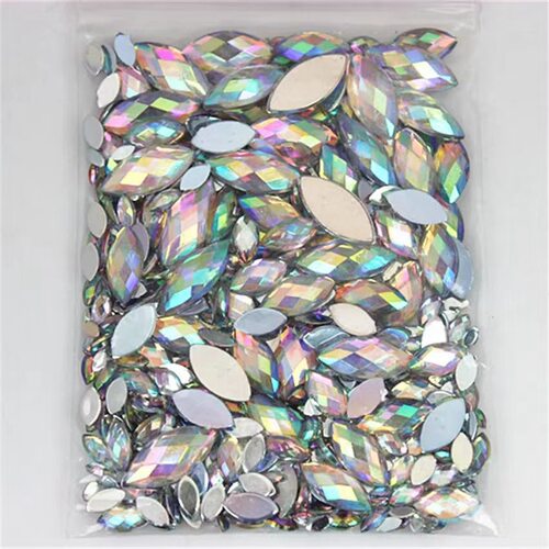 幻彩AB大小混装平底马眼龟面亚克力钻DIY手工饰品服装辅料配件