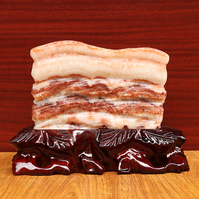 天然石材奇石摆件猪肉石五花肉桌面装饰雕刻石摆件20*15*7cm3892g